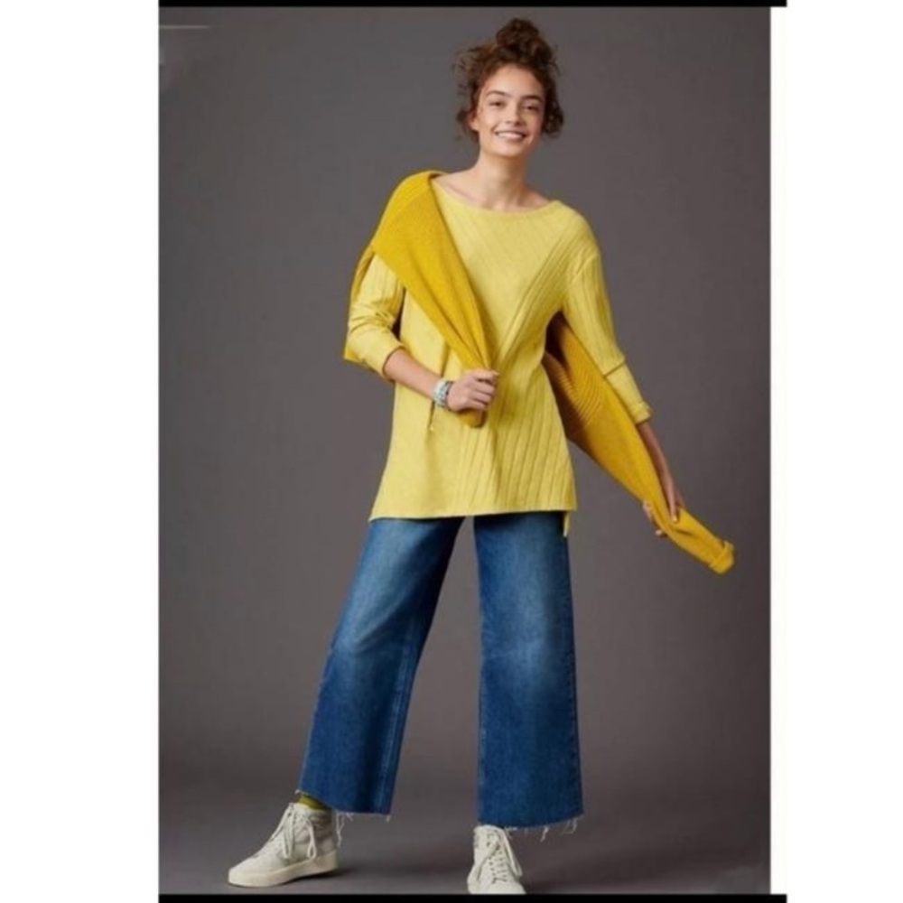 Anthropologie Maeve Devine Chartreuse Tunic Top Size L